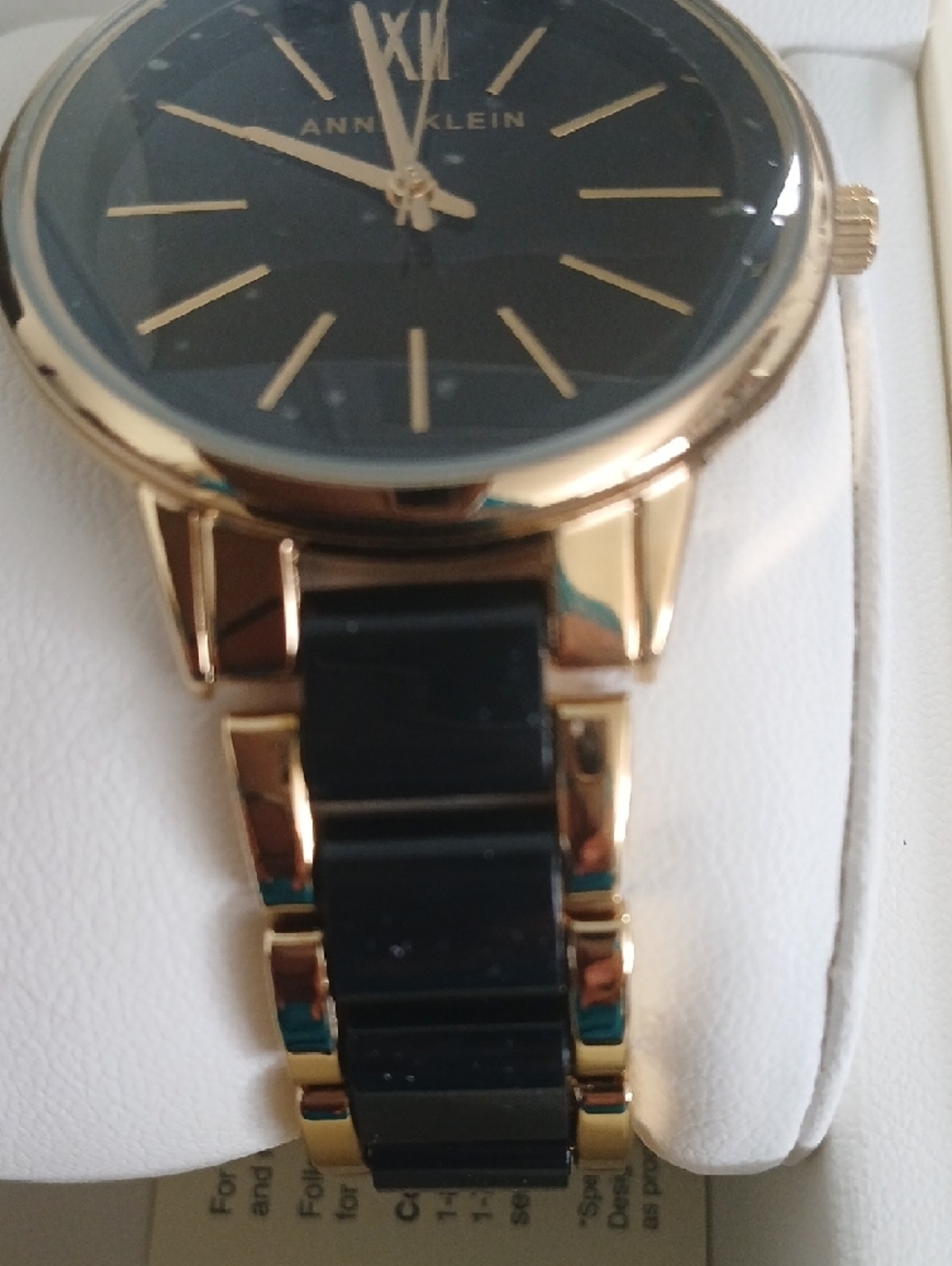 Anne Klein Gold Tone Watch with Black Dial and Bracelet Links - Picture 3 of 5